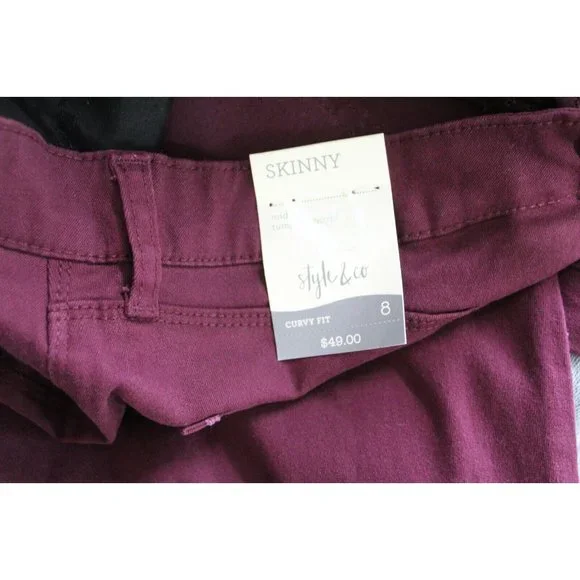 Style & Co Womens Berry Jam Mid Rise Tummy Control Curvy Skinny Jeans 8 NWT - Picture 4 of 4